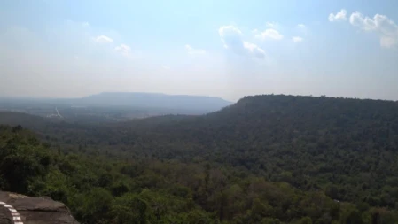 Blick über die bewaldete Landschaft Thailands